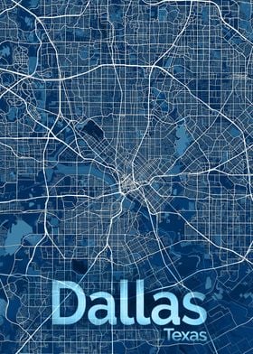 Dallas City Street Map Art