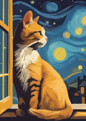 Starry Night Cat 