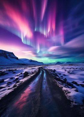 Purple Aurora Borealis