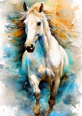 Horse watercolor art