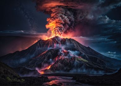 Erupting Lava Volcano