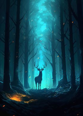 Deer In Forest Mysterious