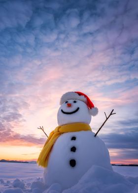 snowman christmas sunset