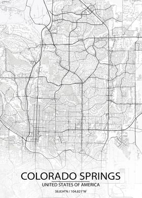 Colorado Springs White Map