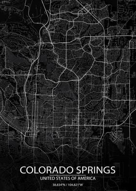 Colorado Springs Black Map