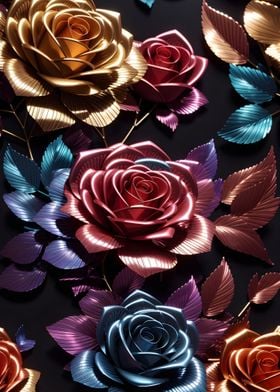 Rose colorful 3d