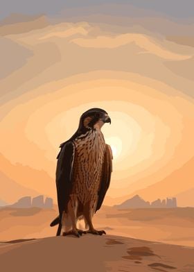 A Saker Falcon in front of