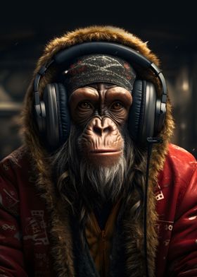 Dj Monkey with headphones