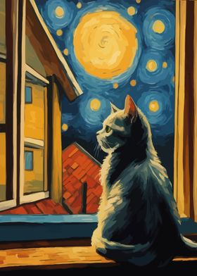 Starry Night Cat 