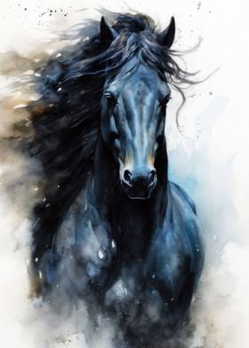 Horse watercolor art