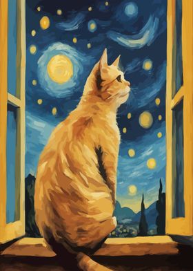 Starry Night Cat 