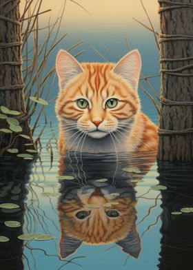 Cat Vintage Painting