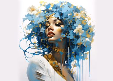 Blu floral lady