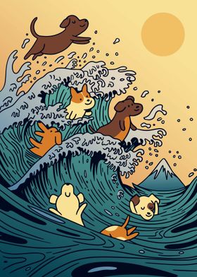 Dogs In Wave