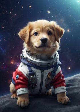 Cute Astronaut Dog Space