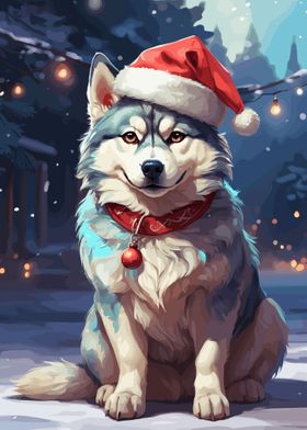 Husky Dog Christmas