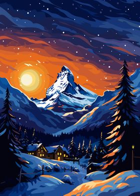 Matterhorn Winter Sunset