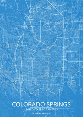 Colorado Springs Blue Map