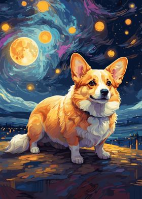 Corgi Starry Night