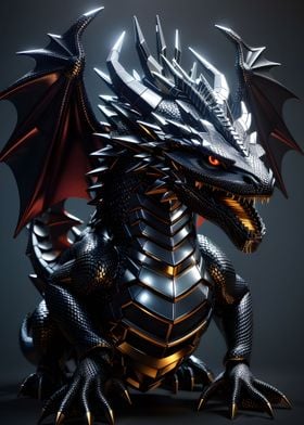 Metallic silver Dragon