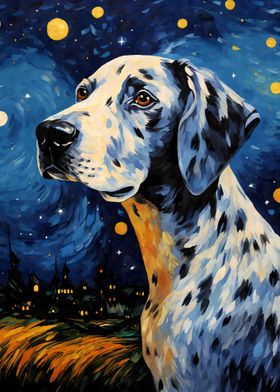 Dalmatian Dog Starry Night