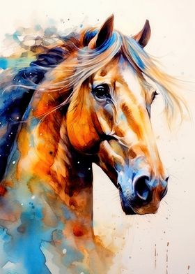 Watercolor horse art