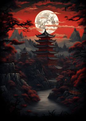 Red Moon Japan Art