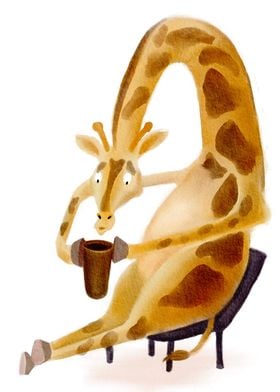 Cute Giraffe Drinking