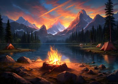 The lake Campfire