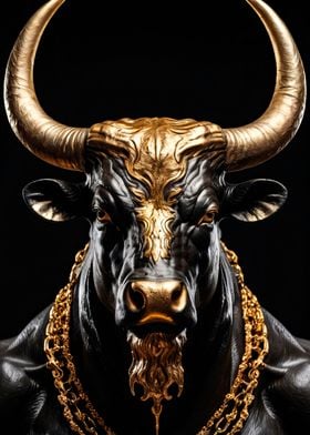 black and gold bull art