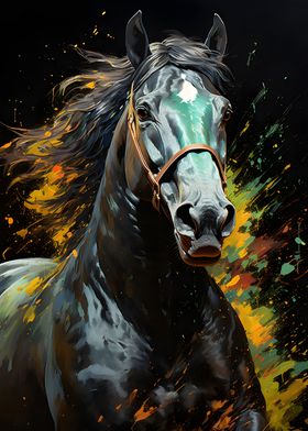 Green and Black Horse