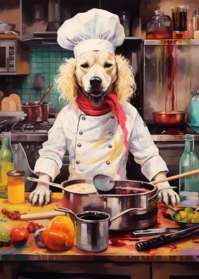 Dog cooking kitchen