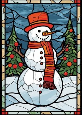 Snowman Stained Glass