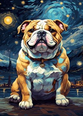 Bulldog Animals Night Sky