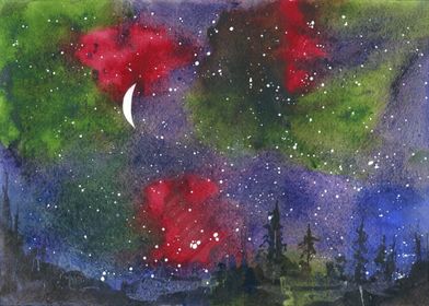 Stars in nighttime sky art