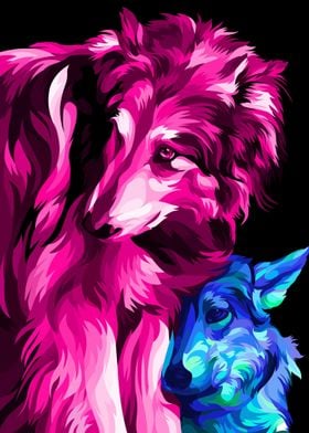 neon color wolf