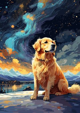 Golden Retriever Night Sky