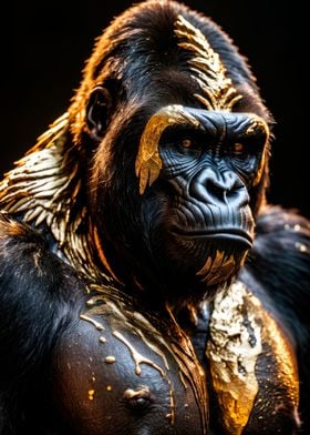 black and gold gorilla art