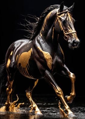 black and gold horse art