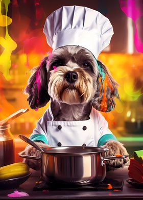 Dog cooking kitchen