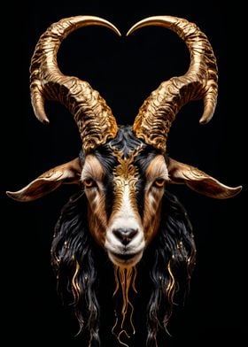 black and gold Goat art