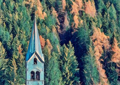 Bell tower in the Alps