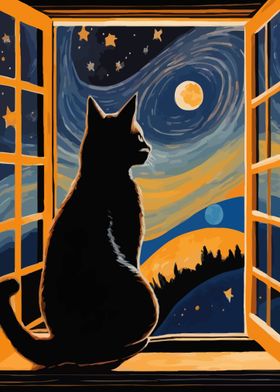 Starry Night Cat 