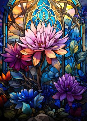 Waterlilies Stained Glass