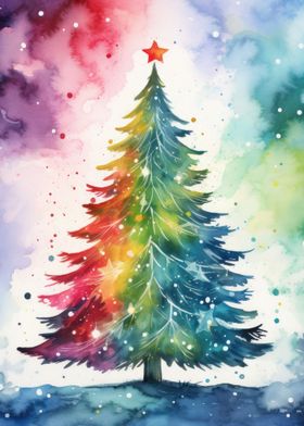 Watercolor Christmas Tree