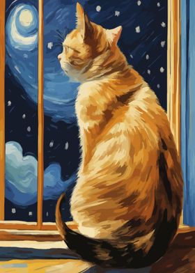  Starry Night Cat 