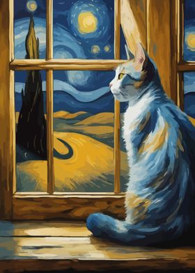 Starry Night Cat 