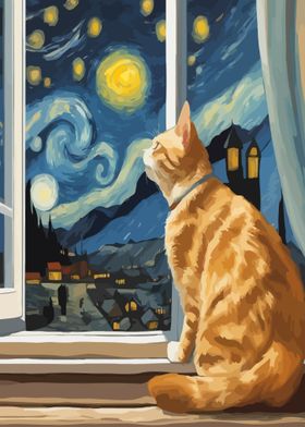  Starry Night Cat 