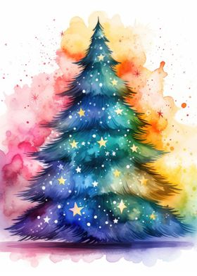 Watercolor Christmas Tree