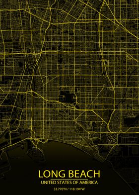 Long Beach BlackYellow Map